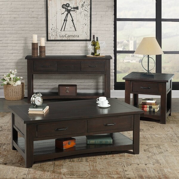 Rustic Collection Sofa- Console Table, Espresso