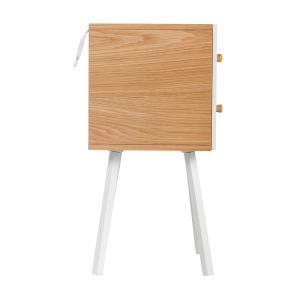 Universal Expert Abacus 2 Drawer Side Table, Modern Oak and White