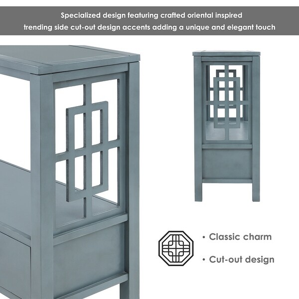 Wood Console Table With 2 Bottom Drawers,Narrow Entrance Table