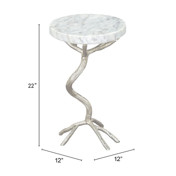 Joel Side Table White and Silver - White, Silver - 12