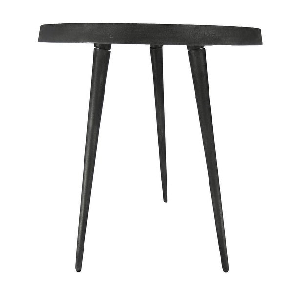23 Inch Round Modern Minimalist Metal Side Table with Tripod Base, Charcoal Black
