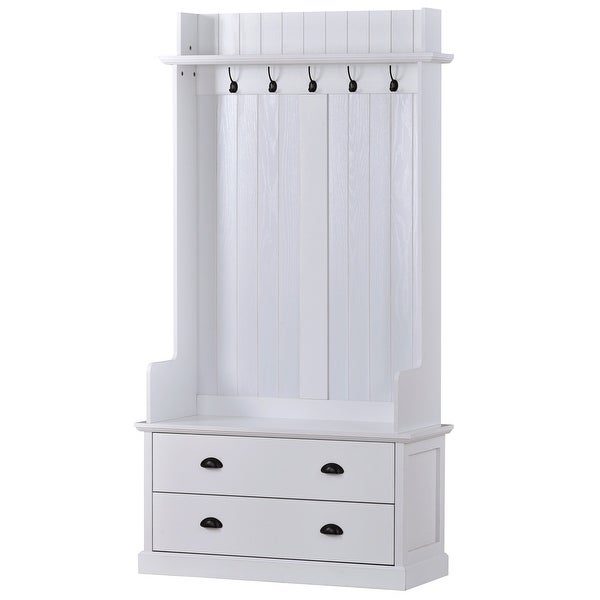 Hallway Coat Rack with Hooks and Drawers , Metal drawer Handles