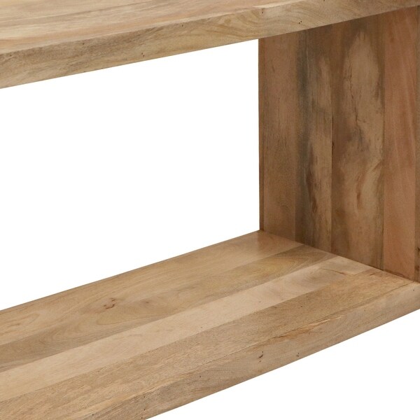 Keli 52 Inch Mango Wood Sideboard Console Table, Open Cube, 1 Shelf, Natural Brown