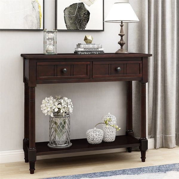 Traditional Leisure Area Sideboard,Console Table with 2 DrawersandShelf