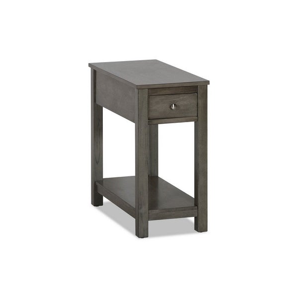 Nili 24 Inch Side End Table, Warm Gray Finish, Single Drawer and Shelf - 24 H x23.75 W x 12 L Inches