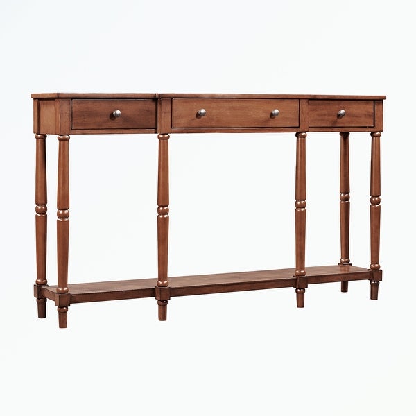Solid Wood Console Table, with Storage Shelf and Drawer