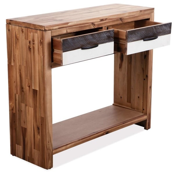 Console Table with Storage Drawer, Solid Acacia Wood Table for Hallway