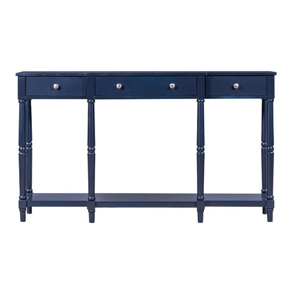 Solid Wood Console Table, Entryway Table with Storage Shelf and Drawer