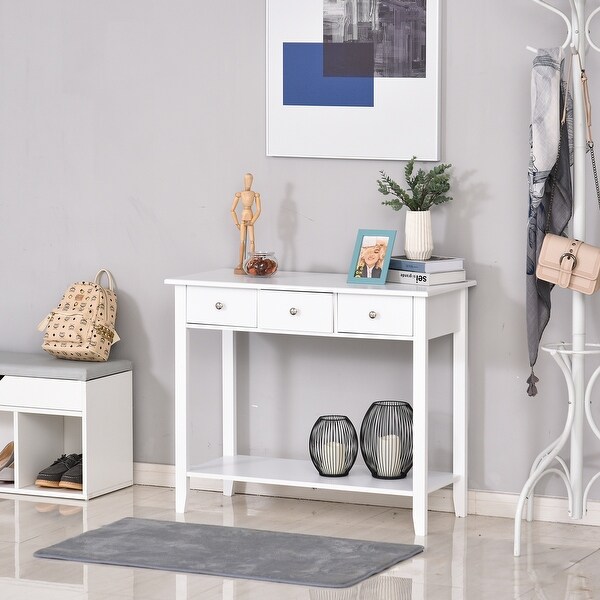HOMCOM Console Table Industrial Desk with Drawer Bottom Shelf and Large Tabletop for Pictures, Great for the Entryway