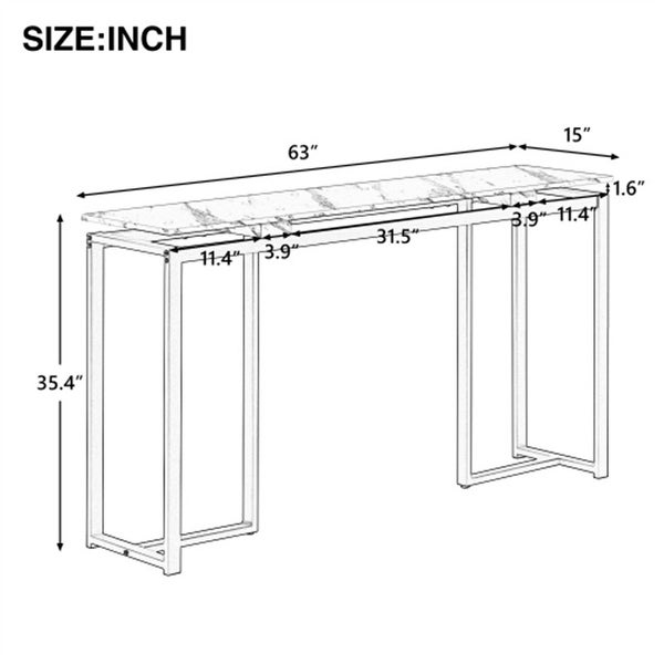 Modern Console Table, Extra Long Entryway Table with Metal Frame for Entryway, Hallway, Living Room, Foyer, Corridor