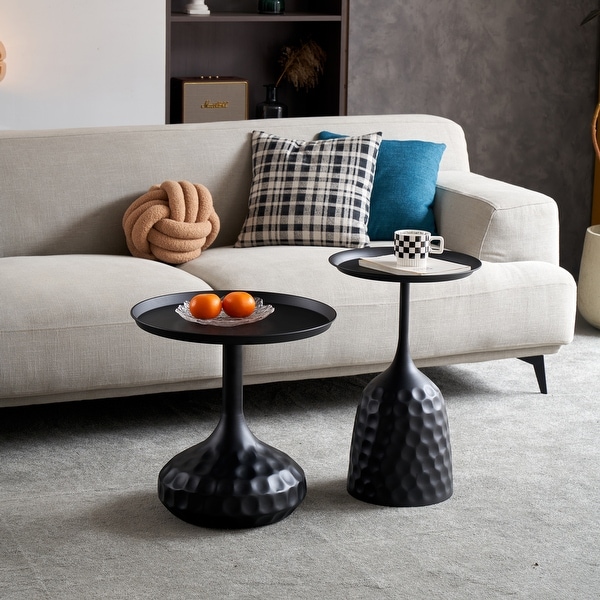 Wine Cup Metal Side Table, Small Sofa Table, Round White Nightstand