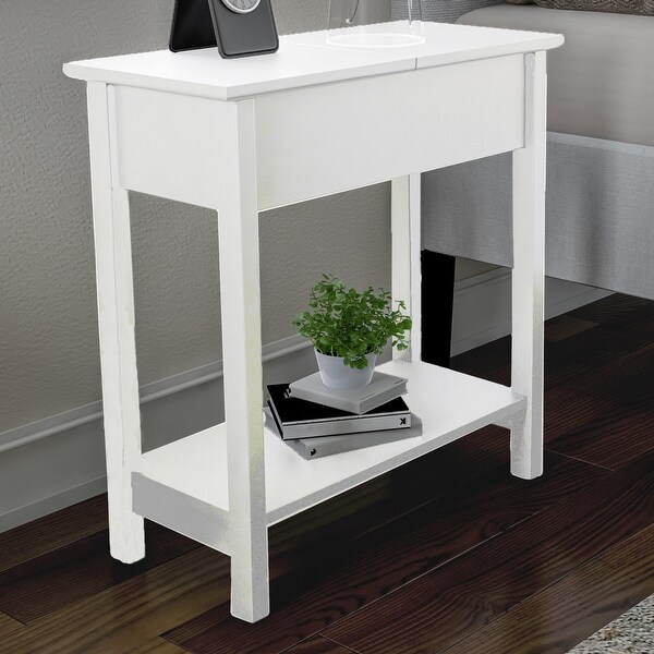 Lavish Home Set of 2 Flip Top Console Tables, White
