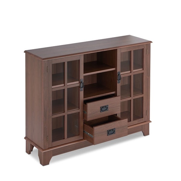 Double Door Console Table With 2 Drawer and 8 storage Bits,Narrow for Entryway, Living Room, Hallway - 42