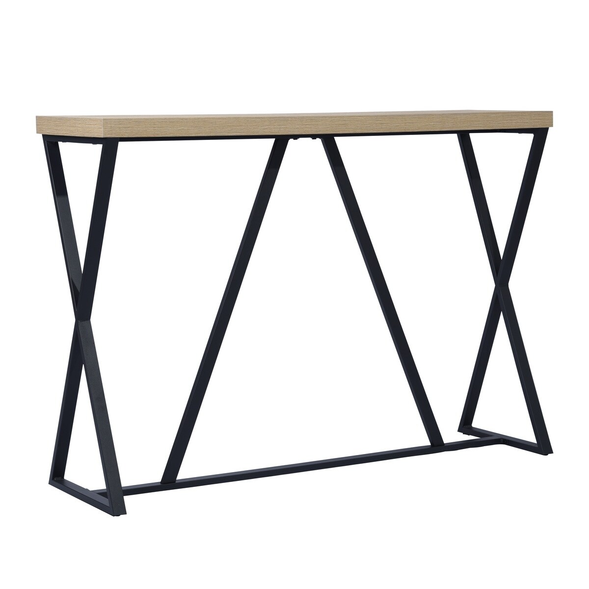 47.2'' Sofa Table, Industrial entryway Table, Wood Rectangle Console Table with Metal Frame - Oak and Black