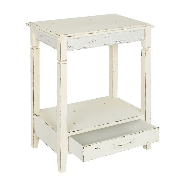 Kate and Laurel Idabelle Wood Side Table with Drawer, White