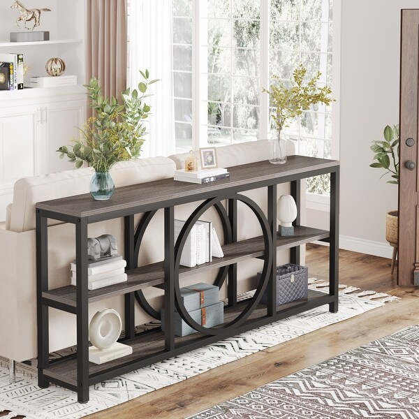 Sofa Console Table, 3 Tiers Industrial Narrow Long Sofa Table