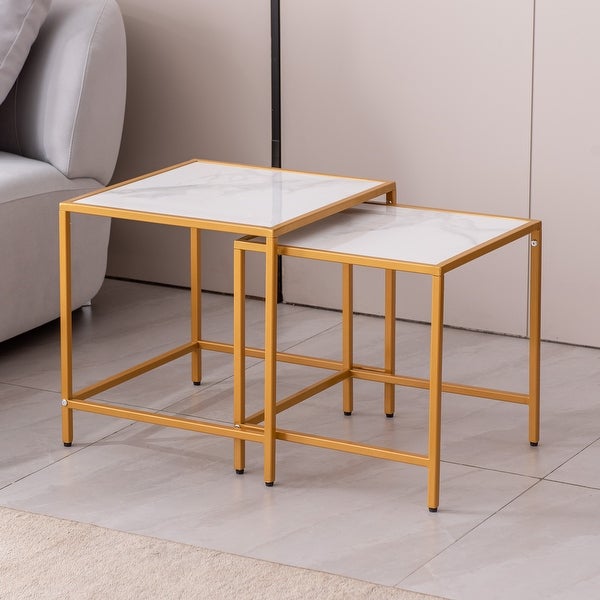 Nesting End/Side Table,Night Stand 2-Piece Set, Sintered stone Top