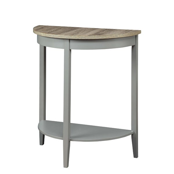 Half Moon-Shape Console Table, Side Table W/ Lower Display Shelf