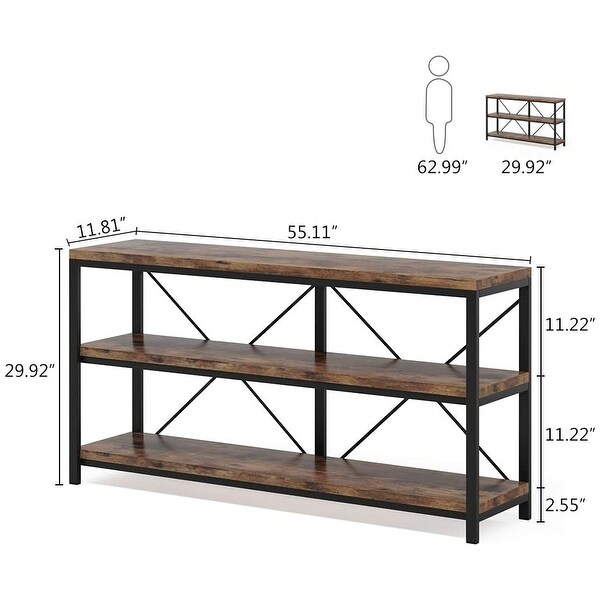 Sofa Table, 3 Tiers Console Table, Narrow Long Sofa Table
