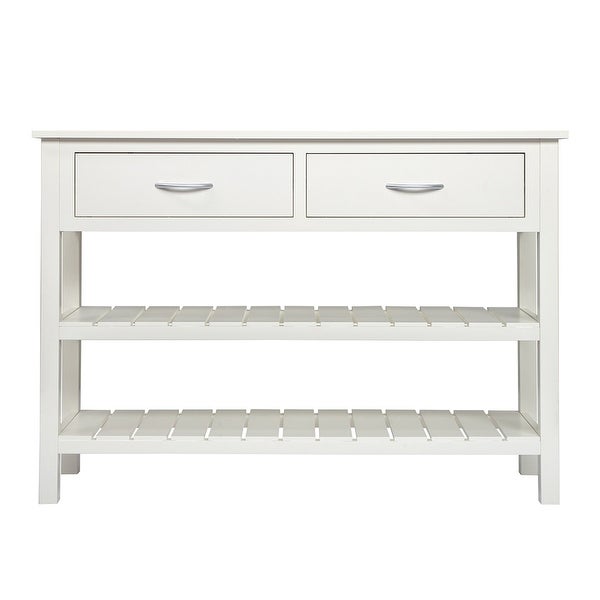 3-Tier Console Table with 2 Drawers, Sofa Table with Storage Shelves