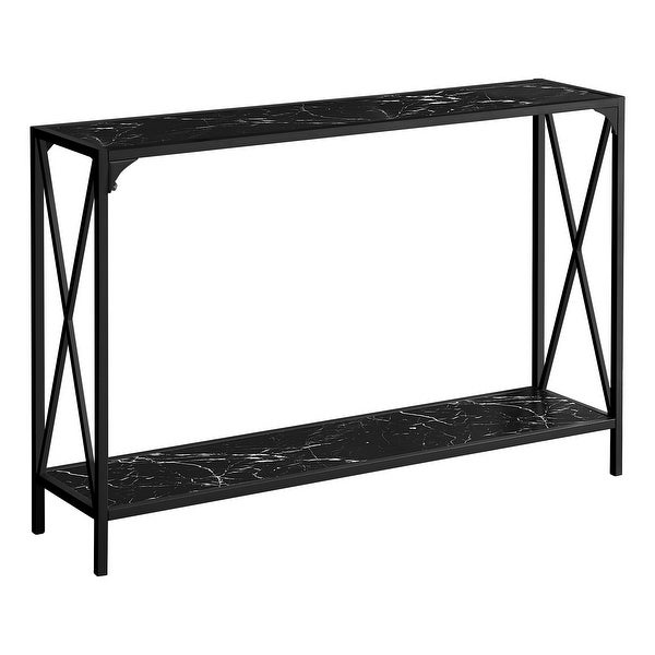 Accent Table, Console, Entryway, Narrow, Sofa, Living Room, Bedroom, Metal, Laminate, Marble Look, Contemporary, Modern