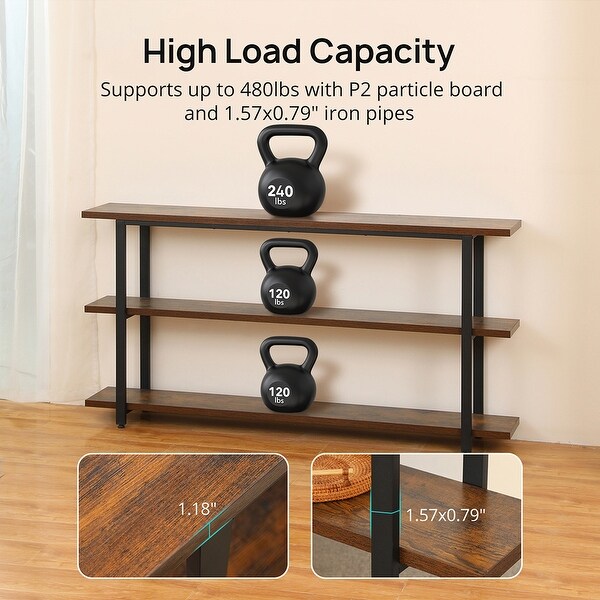 3-Tier Industrial Style Console Table,For Foyer,Living Room,Hallway