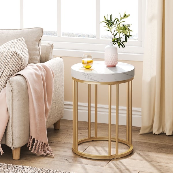 Round Side Table End Table for Living Room Bedroom, Thick Sturdy - 9.69 x 9.84 x 23.62 inches