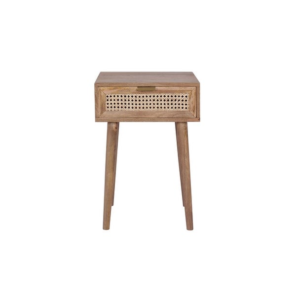 Sedona Mid-Century Modern 1-Drawer Acacia Side Table, Light Brown