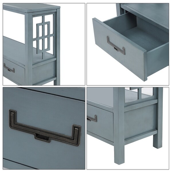 Wood Console Table With 2 Bottom Drawers,Narrow Entrance Table