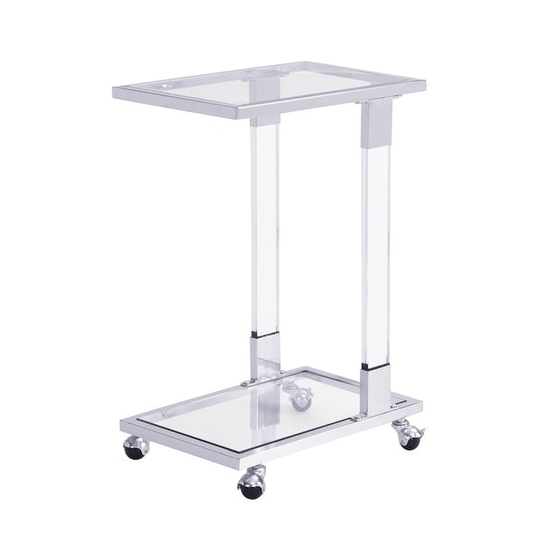 Sofa Table,Glass Top C Shape Square Table