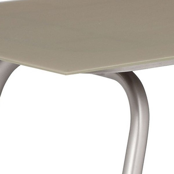 Phil 48 Inch Coffee Table, Tempered Glass Top, Smooth Gray Aluminum Frame