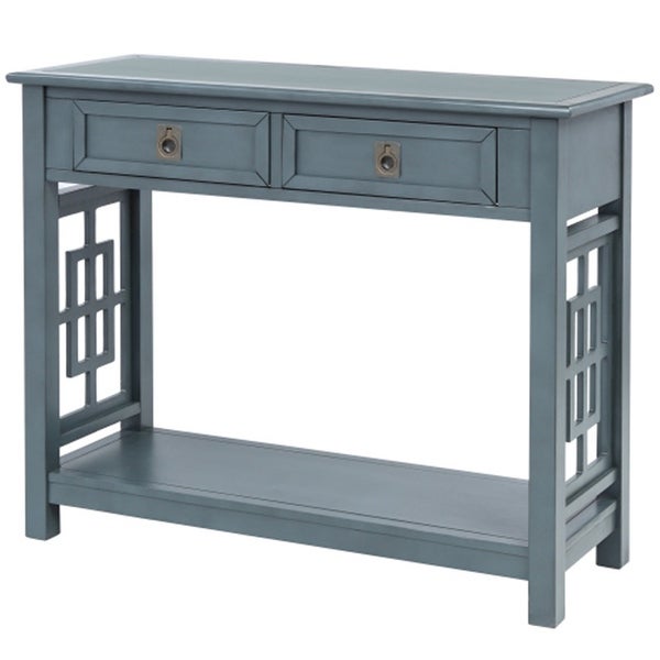 Console Table with 2 Drawers and Bottom Shelf,Accent Sofa Table