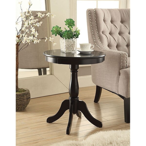 Alger Side Table, Wooden Turned Pedestal with 4 Solid Wood Legs