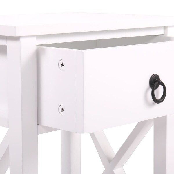 2 Piece Coffee Table with One Drawer Bedside Table X-Shaped Side Table with Storage Shelf End Table for Living Room,Bedroom