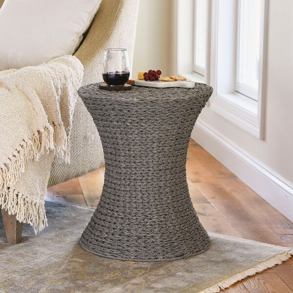 Handwoven Woven Paper Rope Woven Stool, Elegant Woven Braid with Sturdy Metal Frame, Beautiful Hourglass Profile, Multipurpose