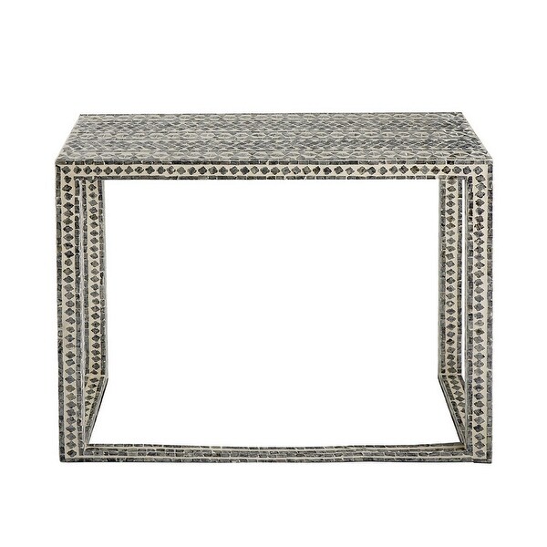 36 Inch Accent Console Table, Capiz Shell Inlay, Rectangular, Gray