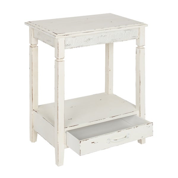 Kate and Laurel Idabelle Wood Side Table with Drawer, White