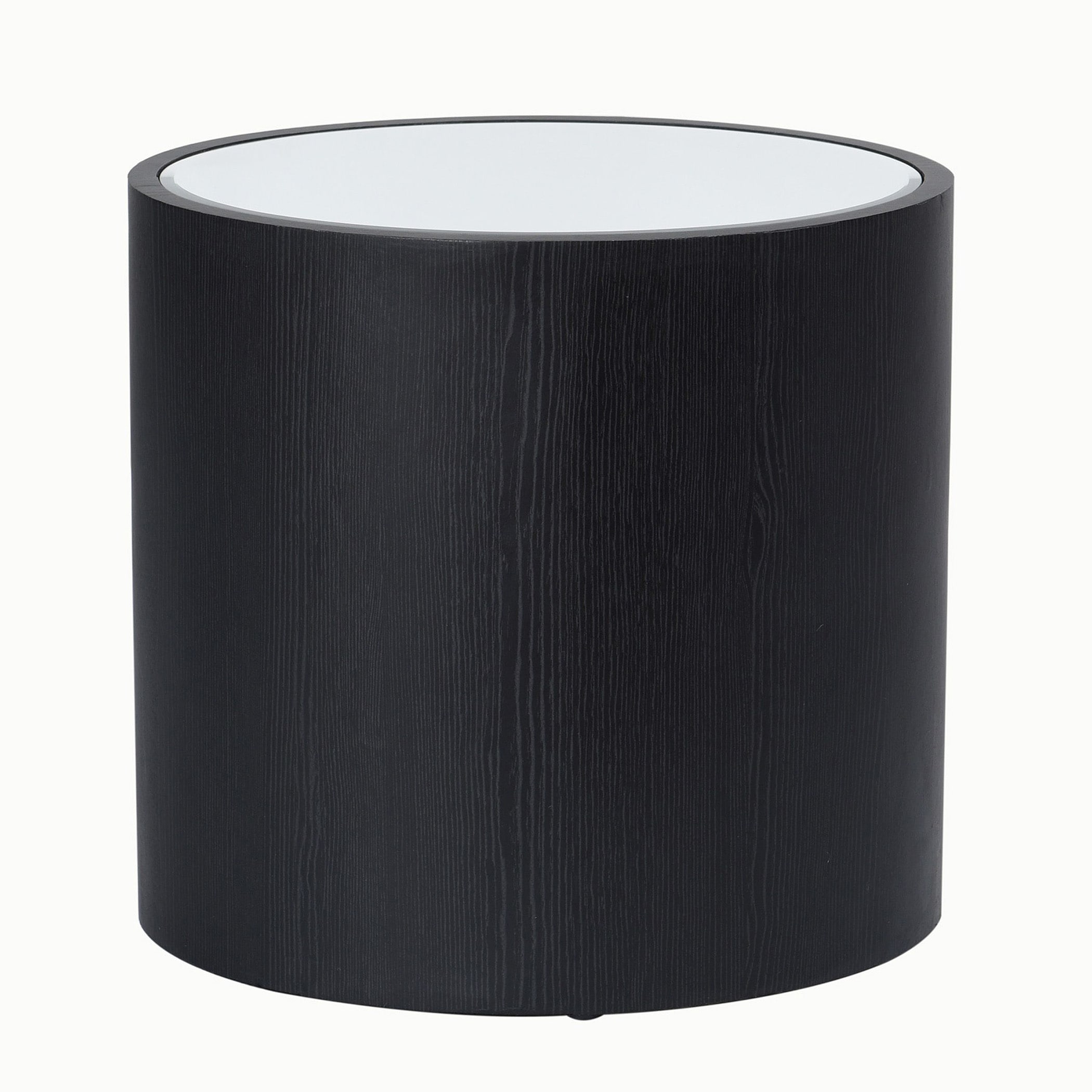Dann Foley Lifestyle - Oval Side Table - Black Veneer, Inset Mirrored Table Top