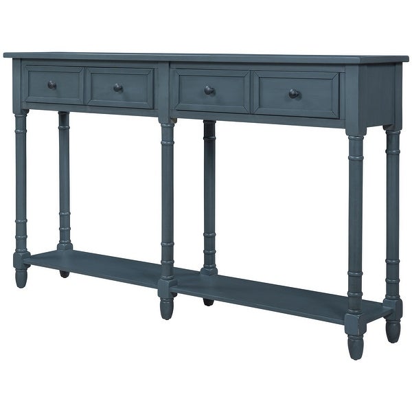 Console Table Sofa Table with Two Storage Drawers and Bottom Shelf for Living Room, Entryway