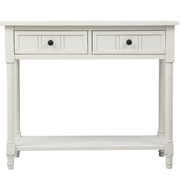 Traditional Console Table with Two Drawers, Sofa Table with Bottom Shelf