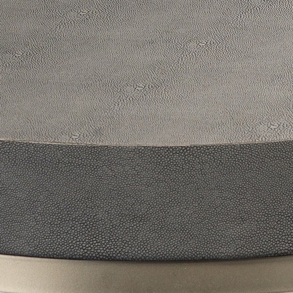 Alden Décor Cleo Faux Shagreen Round Side Table, Grey