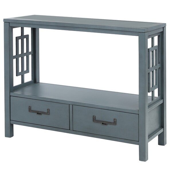 Wood Console Table With 2 Bottom Drawers,Narrow Entrance Table
