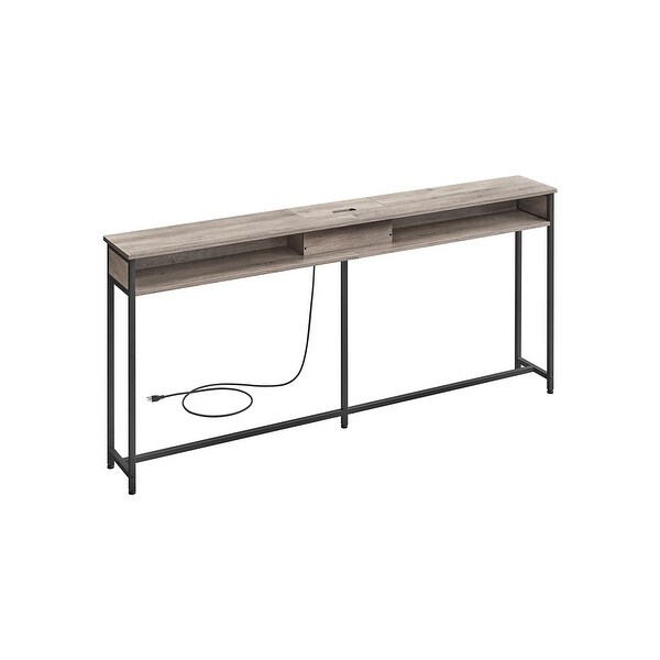 Narrow Console Table - 70.9 Inch Sofa Table with 2 Outlet and 2 USB Ports, Long Entryway Table, Home Office or Living Room