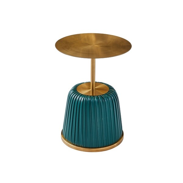 Metal Covered Side Table, Small Sofa Table, Exquisite End Table with Gold Table Top, Living Room Side Table