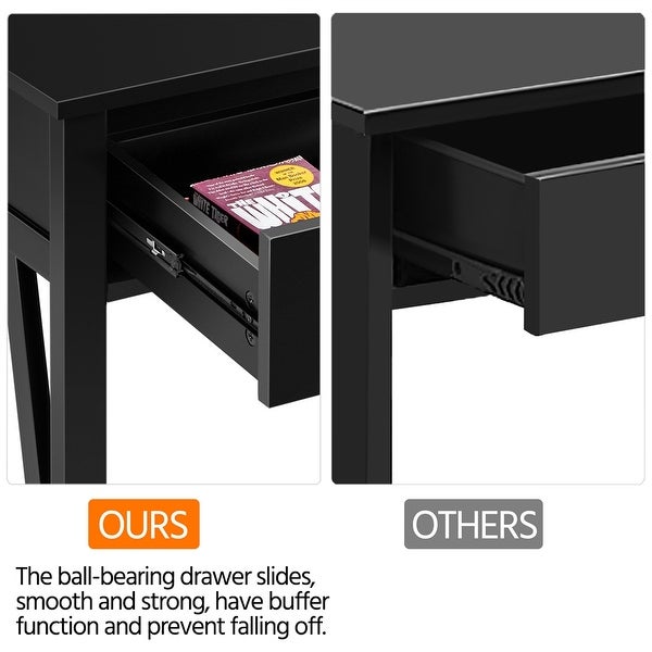 Alden Design Wooden Entryway Console Table with Storage Drawer, Black
