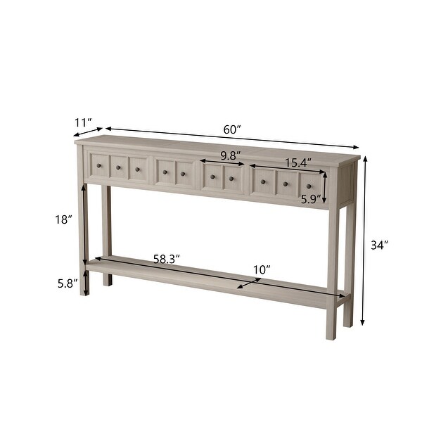Entryway Console Table, Long Sofa Table with Drawers and Bottom Shelf