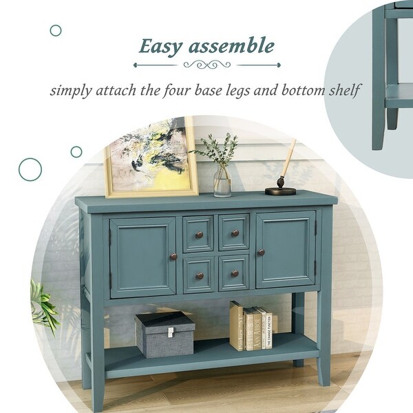Table buffet sideboard Sofa table with storage drawers, cabinets and bottom shelf