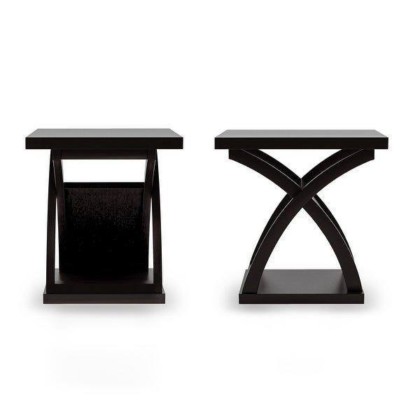 DH BASIC Contemporary Espresso X-Base Open Shelf End Table by Denhour