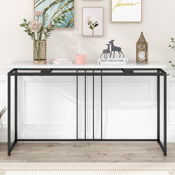 Console Table, Extra Long Entryway Table with Metal Frame