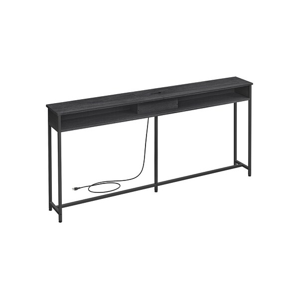 Narrow Console Table - 70.9 Inch Sofa Table with 2 Outlet and 2 USB Ports, Long Entryway Table, Home Office or Living Room